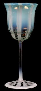 TIFFANY FAVRILE AQUA PASTEL GLASS GOBLET C. 1920