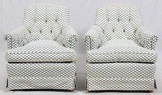 UPHOLSTERED OCCASIONAL CHAIRS PAIR
