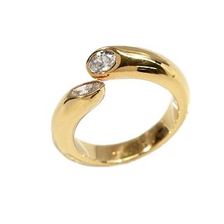 Cartier Ellipse Detted 2P Diamond Ring # 51 No. 11 750 K18YG Yellow Gold Women's Jewelry
