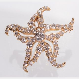 An 18kt. Yellow Gold and Diamond 'Starfish' Brooch/Pendant,
