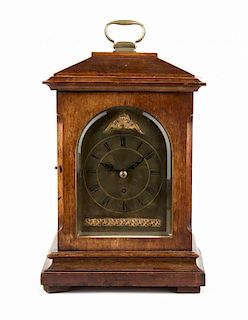 Victorian walnut and brass bracket clock