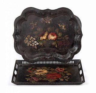 Two Victorian toleware trays