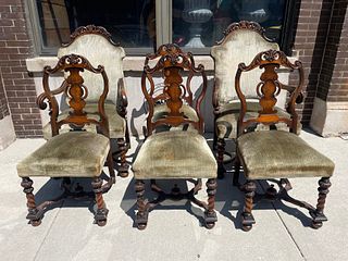Original Berkey & Gay 1920s Gothic Jacobean Throne Dining Chairs 