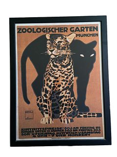 Vintage Zoologischer Garten Munich Zoo Advertising Poster 