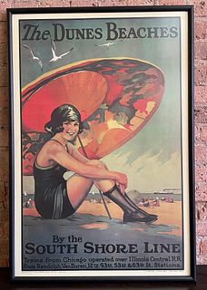 The Dunes Beaches SOUTH SHORE Advertising Travel Poster Lithograph 