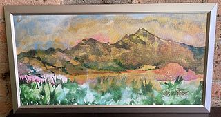 Mid Century Abstract CRISS STANGE Mountain Scape Watercolor 