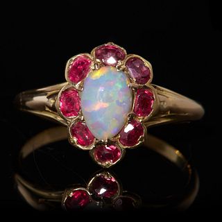 NO RESERVE, OPAL AND RUBY CLUSTER RING