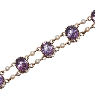 ANTIQUE AMETHYST AND PEARL BRACELET