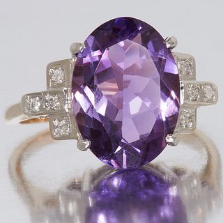 NO RESERVE, AMETHYST AND DIAMOND RING