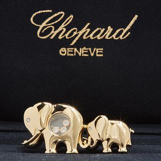 CHOPARD, HAPPY DIAMOND MOTHER AND BABY ELEPHANT BROOCH