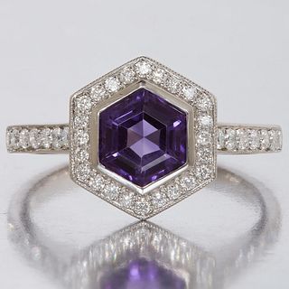 NO RESERVE, AMETHYST AND DIAMOND CLUSTER RING