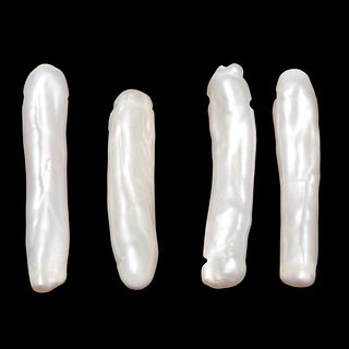 NO RESERVE, 4 ELONGATED LOOSE PEARLS