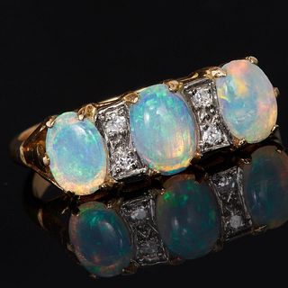 NO RESERVE, OPAL AND DIAMOND RING