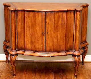 FRENCH STYLE WALNUT SERPENTINE TWO DOOR COMMODE