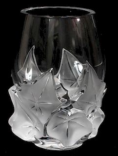 LALIQUE 'HEDERA' CLEAR & FROSTED GLASS VASE