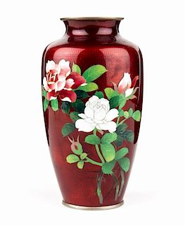 Japanese ginbari cloisonne enamel vase