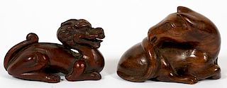 JAPANESE WOOD NETSUKES 19TH C. TWO