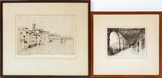 ETCHINGS C. 1930'S TWO