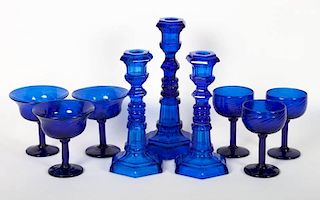 19 American cobalt glass table articles