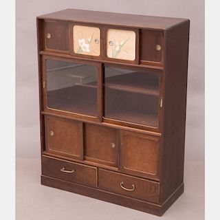 A Japanese Elm Cabinet, Late Meiji Period.