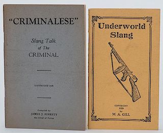 [Crime] Two Booklets on Criminal Slang. Including Underworld Slang (Kansas City, 1929) by M.A. Gill