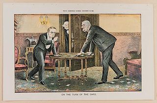 On the Turn of the Card. 1894. ñTruth Christmas Number.î Full-color lithography print showing a tense game of cards. 11 x 7 _ñ. Very good, not exam