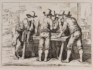 Pinelli, Bartolomeo. Three Italian Prints. Italy, ca. 1800. Three prints titled, ñFamiglia di Briganti,î ñComitiva di oziosi giodando alla Zecchine