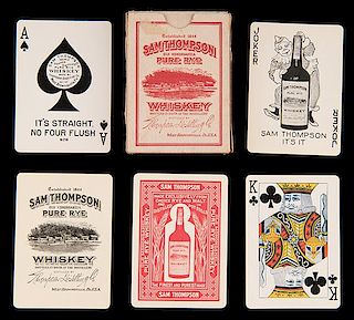 Sam Thompson Pure Rye Whiskey Playing Cards. West Brownsville, Penn.