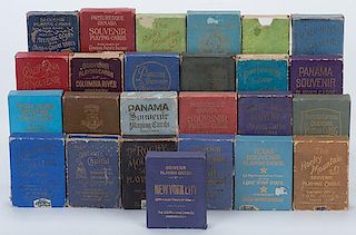 Group of 25 Souvenir Playing Card Decks. Including NationÍs Capital, Paris Exposition, Great Southwest, Picturesque Canada (2), Rhode Island, Texas, 