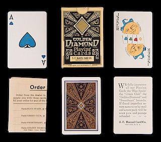 S.F. Hanzel Card Co. Golden Diamond Playing Cards. Chicago, 1925. 52 + J +EC + Order Sheet + OB. The company made four decks