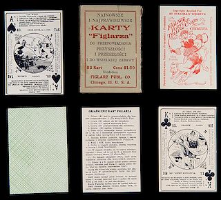 Figlarz Pub. Co. Polish Fortune Telling Cards. Chicago, ca. 1921. 52 + J + EC + Original Wrapper and Inner Wrapper. A pack of cards marketed to Chicag