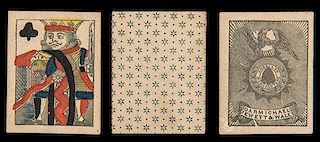 Carmichael, Jewett, & Wales Patience Playing Cards. American, ca. 1840. 52. Beautiful elaborately detailed ace of spades. Very few decks of this manuf