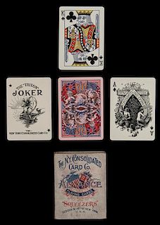 NYCC Alliance Playing Cards. New York Consolidated Card Co., ca. 1915. 52 + J + OB. Being a war deck, noting the alliance between the United States an
