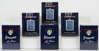 Six Decks USPC Aristocrat 727 Playing Cards. Cincinnati, ca. 1980. Five decks mint sealed and one deck near mint. All Linen Finish. Many magicians pre