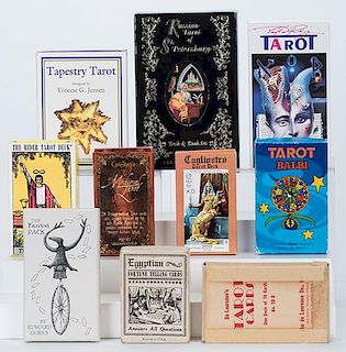 [Tarot] Group of Ten Tarot and Fortune-Telling Decks. Various dates and printers. Including ñDe LaurenceÍs Tarot Cards No 20Dî (Chicago, ca. 1940s)