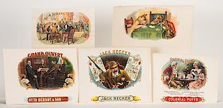 Group of Five Cigar Labels with Playing Card or Gambling Themes. New York