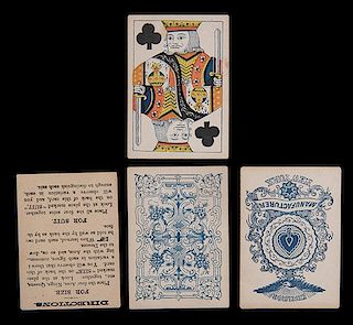Marked Deck ñExcelsiorî Playing Cards. 52 + Instruction Card. Unmarked but almost definitely A. Dougherty, ca. 1864. Early marked decks are extremel