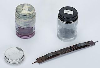 Four Miscellaneous Cheating Items. Including a canister of silver sheen daub