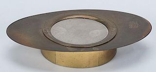 Brass and Mirror Ashtray. P.C.P. Booty, American, Oct. 19, 1926 (Patent No. 1604093). This could be placed on the table and as the cards were dealt th