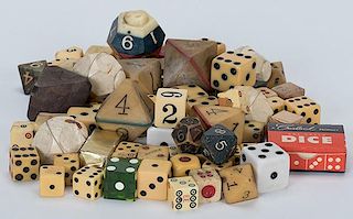 Miscellaneous Lot of Dice. Various dates and manufacturers. Including triangle, poker, and regular dice.