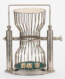 Chuck-a-Luck Cage with Three Dice. American, Graham (decal on bottom), ca. 1940. A bell was probably once affixed to the side but is lacking here, oth