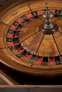 Harris & Co. Professional Roulette Wheel in Original Shipping Crate. New York, ca. 1900. Harris & Co. was an early gambling supply house in New York. 