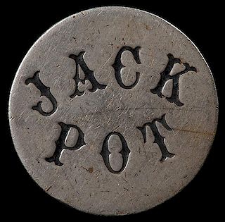 ñJack Potî Poker Buck. American, ca. 1900. Heavy German silver (1 _î diam.). Seymour 365.