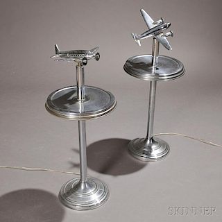 Pair of Art Deco Airplane Lamp Stands