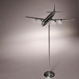 Chrome Airplane Model with Floor Stand