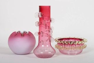 Three American art glass vases