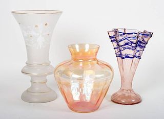 Three art glass vases