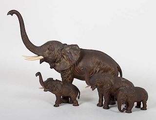 German bronze elephant family group