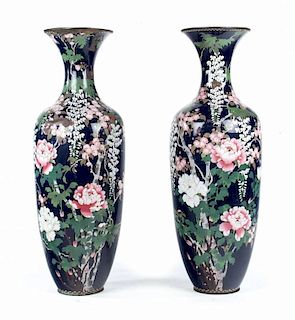 Pair Chinese cloisonne enamel palace vases