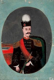 Persian School, 19th c. reverse portrait painting